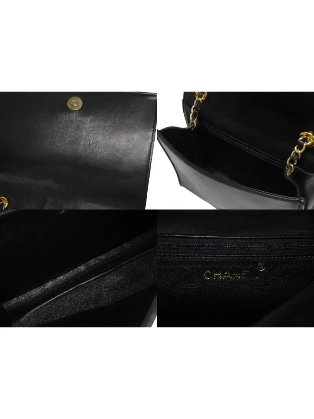 Chanel S Flap S Chain Shoulder Bag CC Logo Lambskin Black Gold